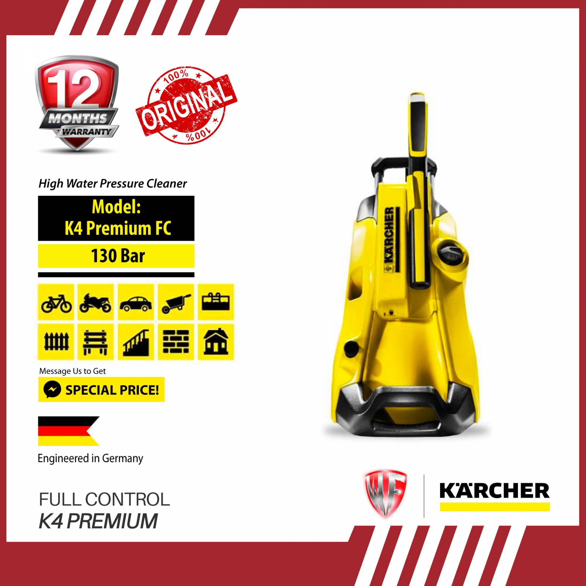 KARCHER K4 PREMIUM FULL CONTROL HIGH PRESSURE WASHER WATER JET (1 YEARS